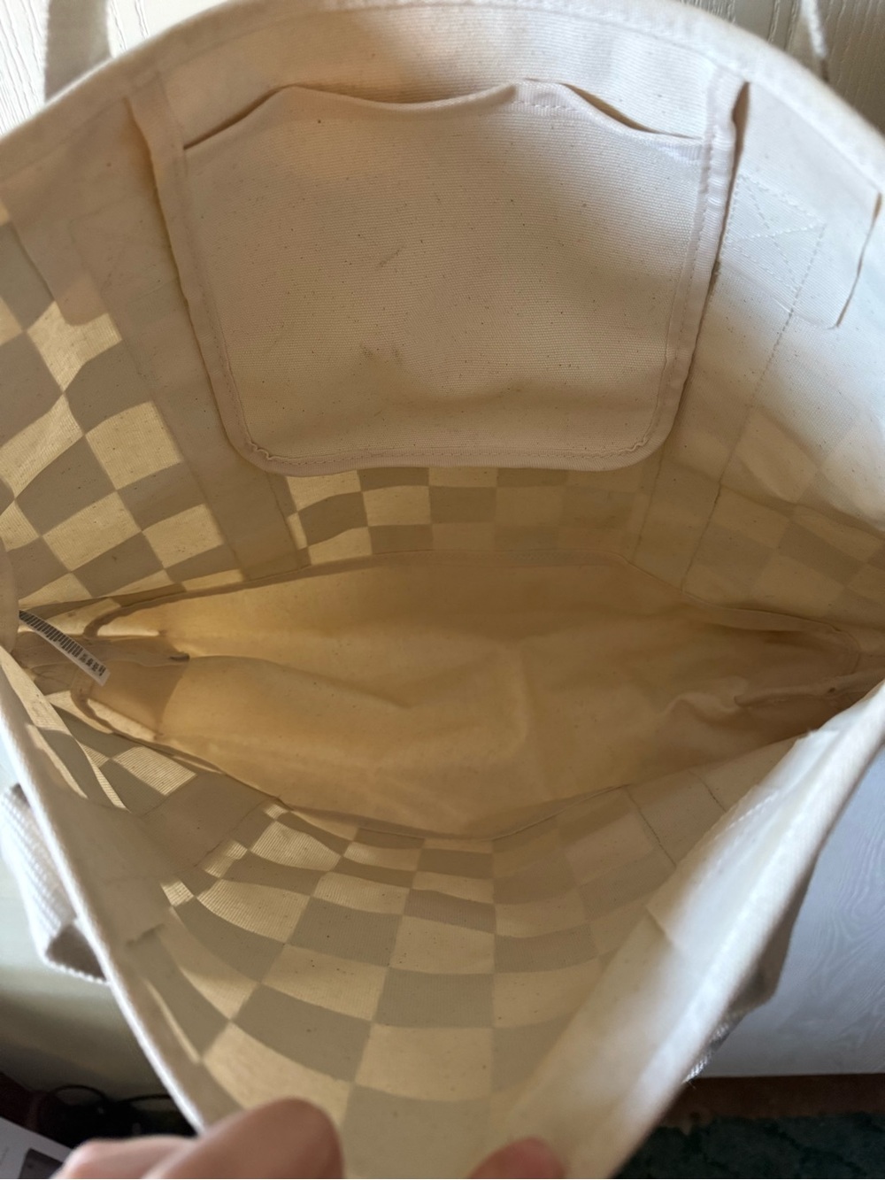 Vans Black and Cream Checkerboard Canvas Tote Bag - Picture 3 of 8